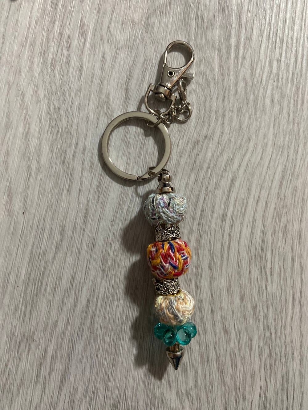 Colorful fuzzy sweater keychain